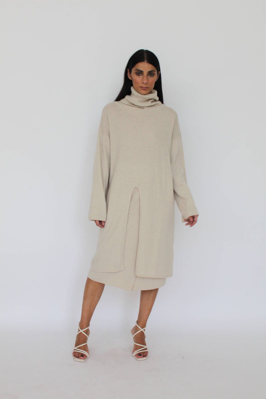 Slit cashmere blend sweater