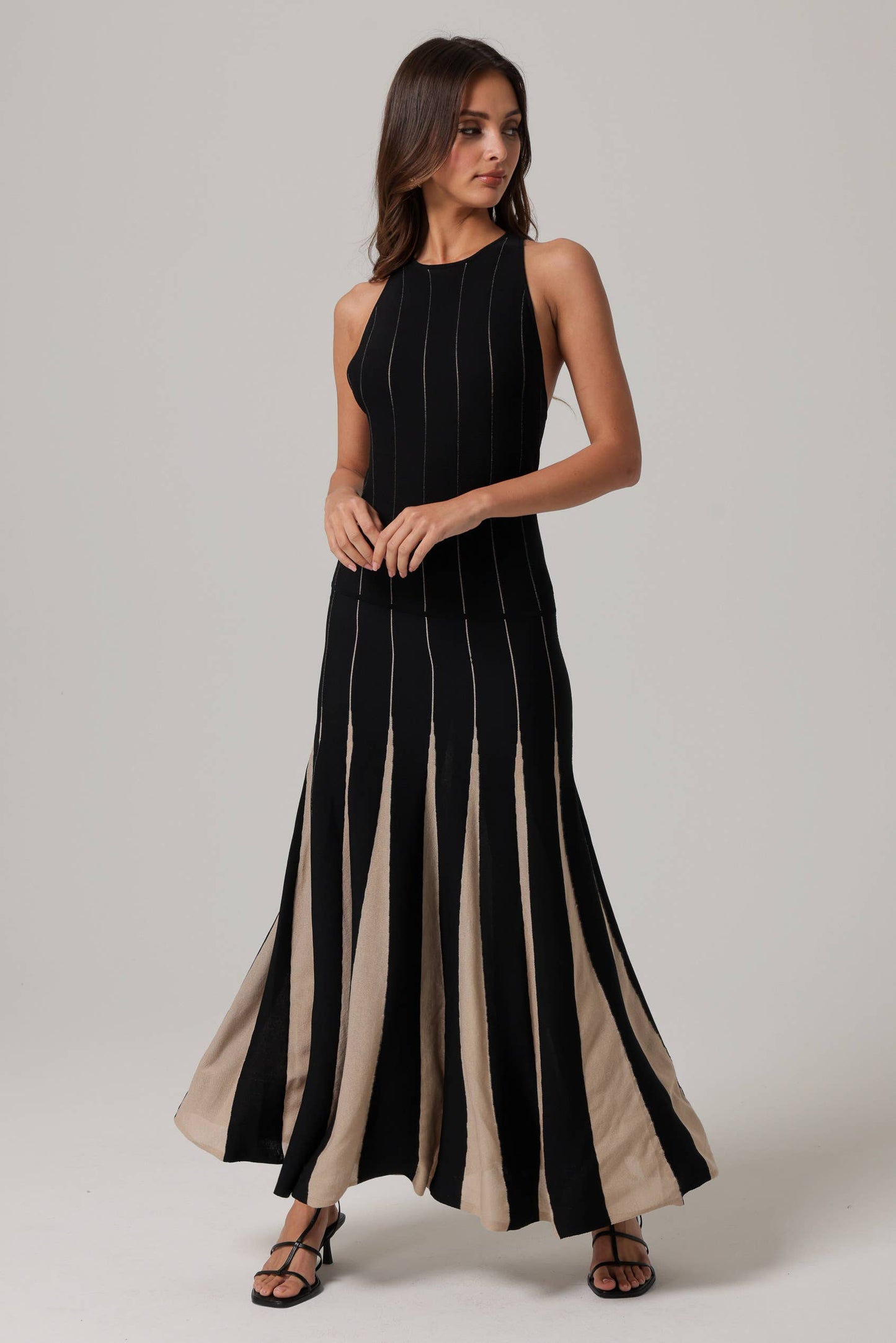 Kelli pleat knit maxi dress