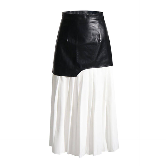 Contrast pleated midi skirt