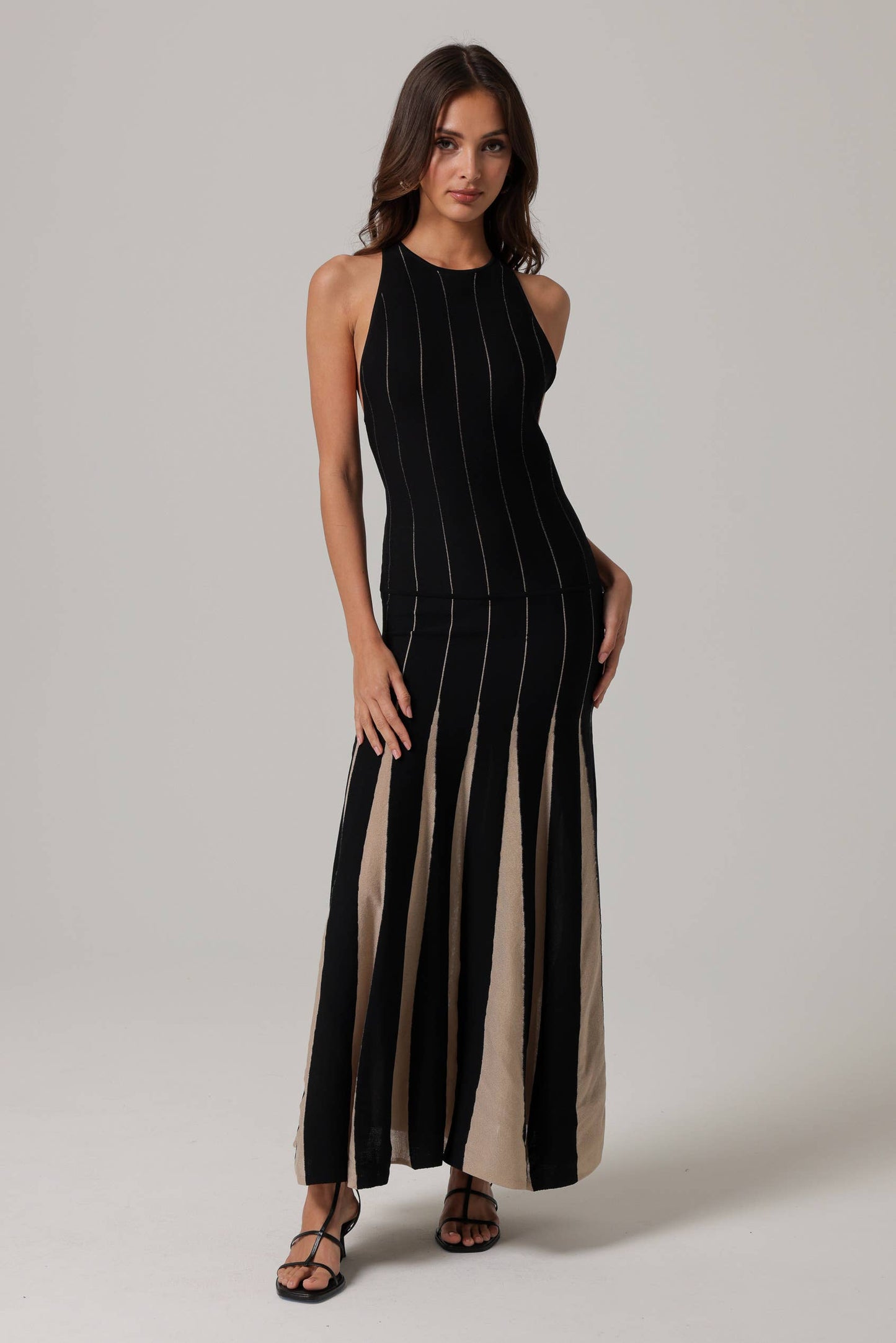 Kelli pleat knit maxi dress