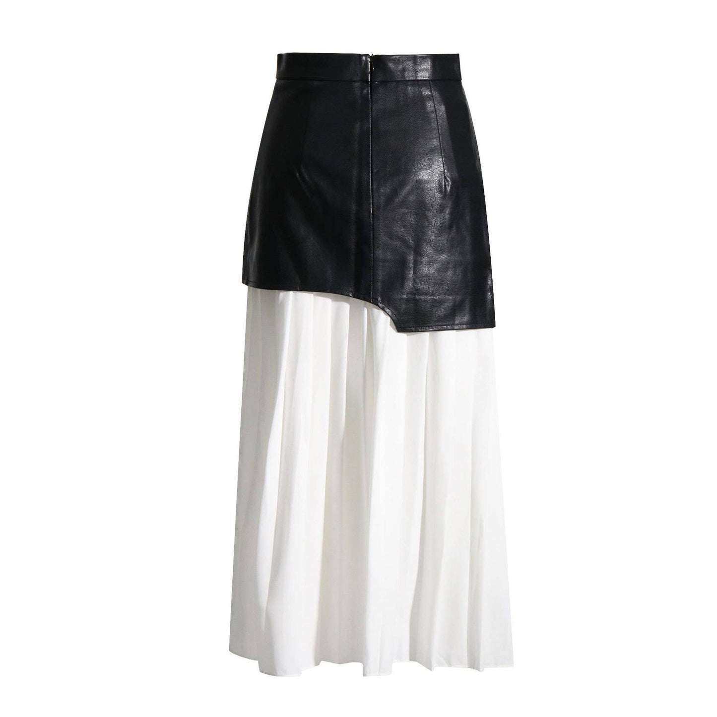 Contrast pleated midi skirt